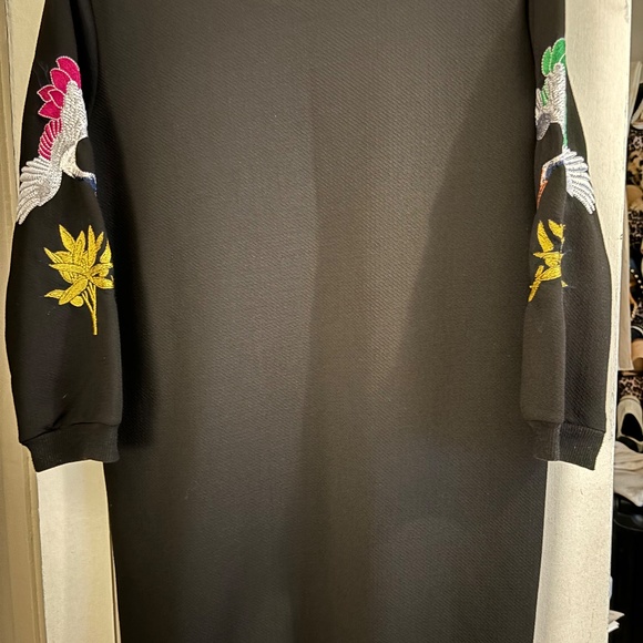 Alice Underground size small, black cotton dress with bird design - Picture 5 of 7